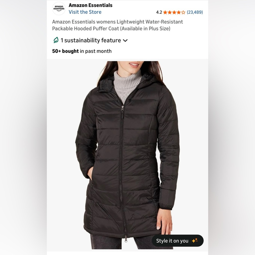 Amazon Essentials Women's Yellow Puffer Jacket - Picture 7 of 12